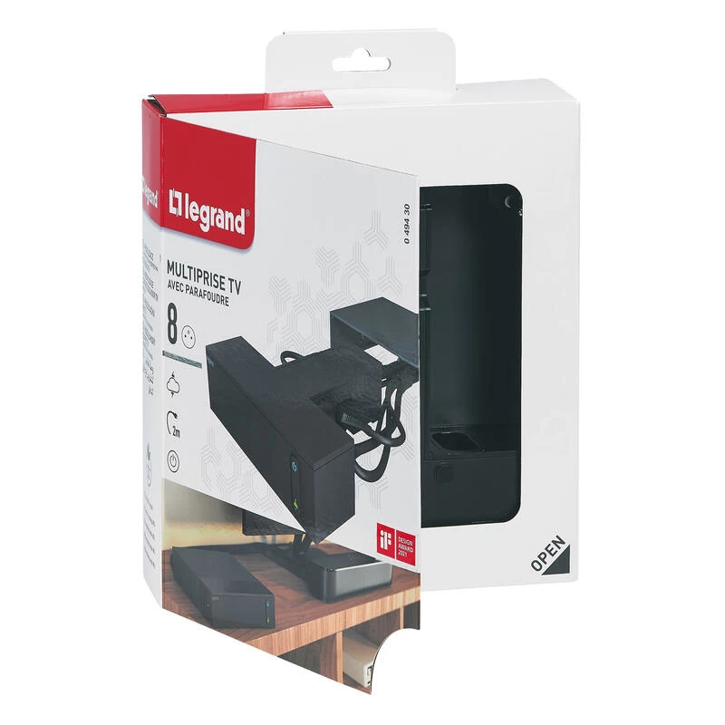 Legrand 049430 predlžovací kábel 2 m 8 AC zásuviek interiér čierny