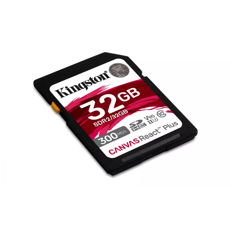 Kingston Technology 32 GB Canvas React Plus SDHC UHS-II 300R/260W U3 V90 pre Full HD/4K/8K