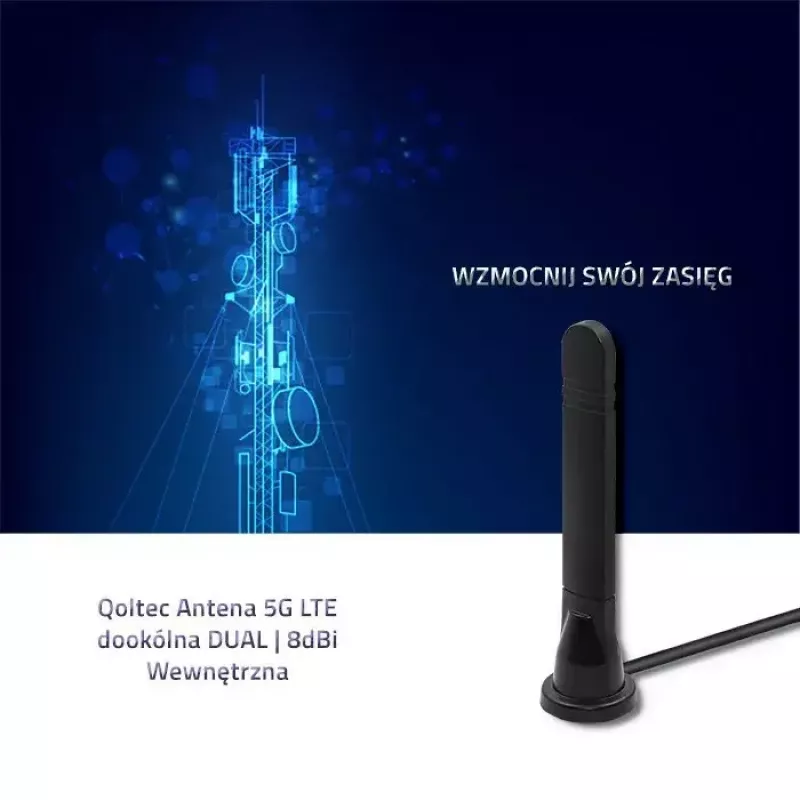Omnidirekcionálna 5G-LTE anténa QOLTEC 57033 Dualband 8 dBi pre interiér