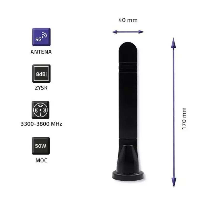 Omnidirekcionálna 5G-LTE anténa QOLTEC 57033 Dualband 8 dBi pre interiér
