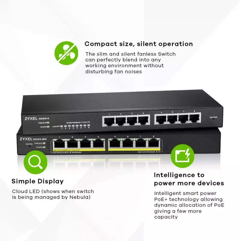 Zyxel GS1915-8 Managed L2 Gigabit Ethernet (10/100/1000) čierna