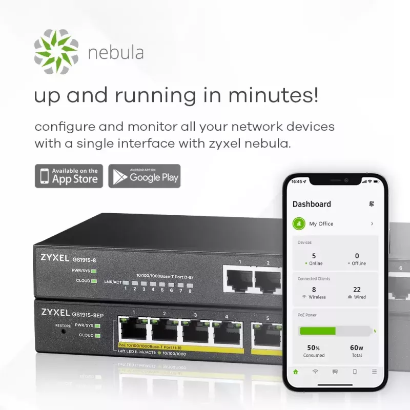 Zyxel GS1915-8 Managed L2 Gigabit Ethernet (10/100/1000) čierna