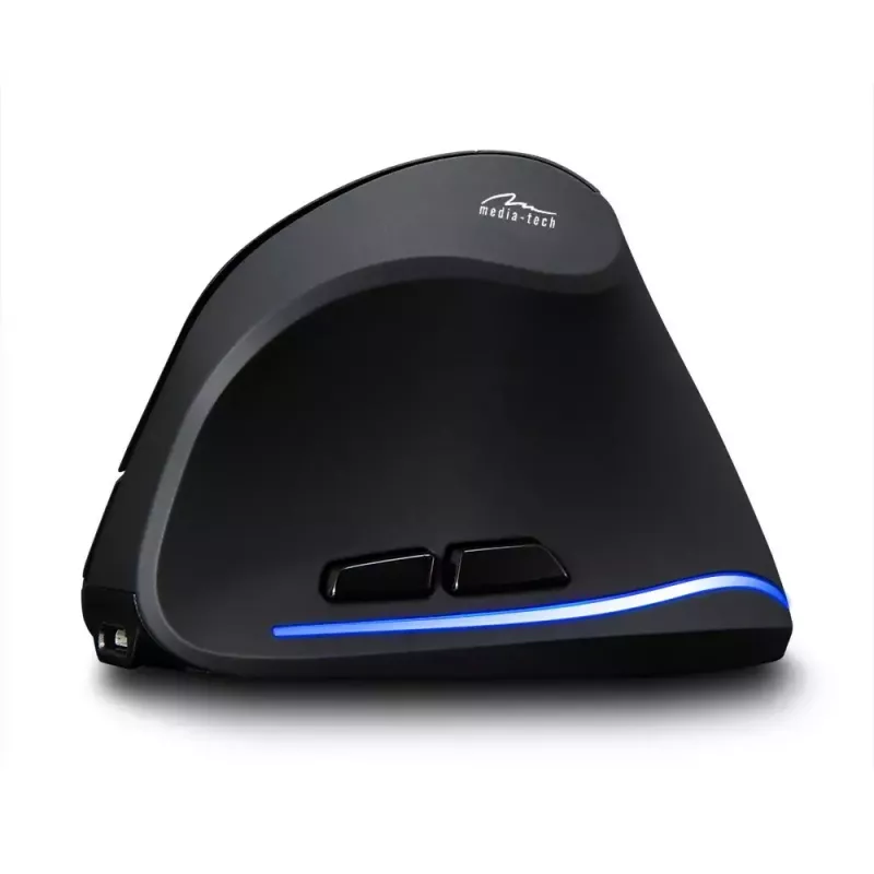 Bezdrôtová vertikálna myš MEDIA-TECH MT1123, čierna, 2400 DPI, 5 tlačidiel, RF-USB prijímač