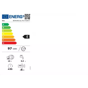 Beko BDIN38521Q plne integrovaná umývačka riadu, 15 súprav riadu, 44 dB