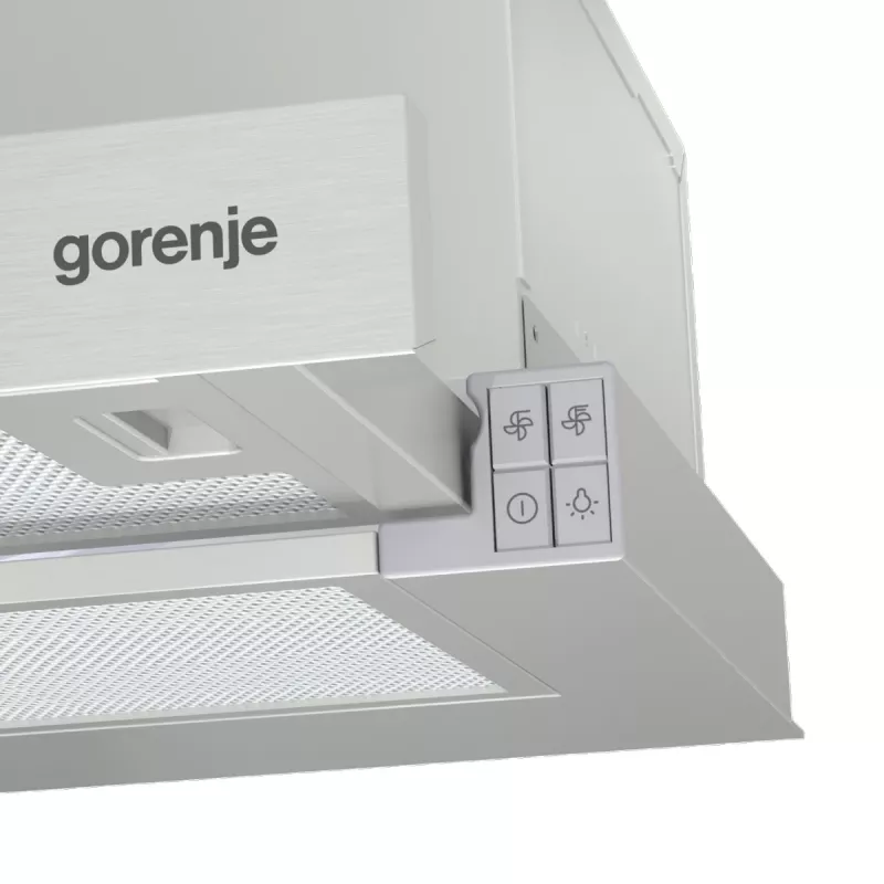 Vstavaný digestor Gorenje TH62E3X, hliníkový filter, hlučnosť: stredná