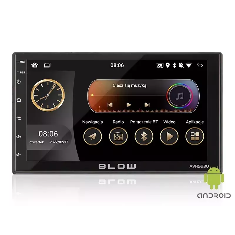 BLOW AVH-9930 autorádio 2DIN, 7" dotykový displej, GPS, Android 11, Bluetooth, čierne