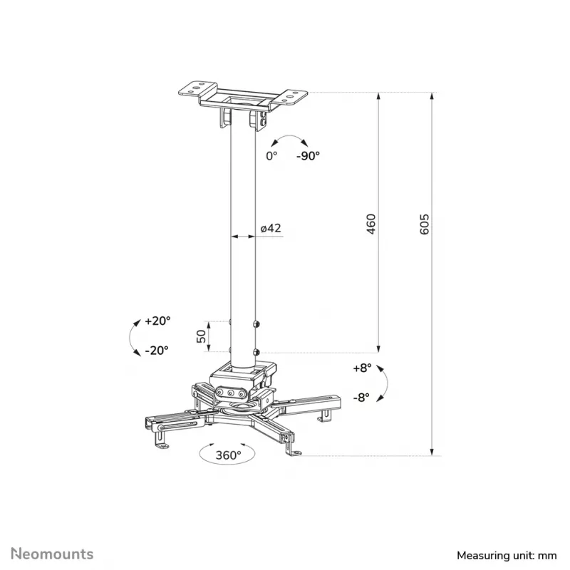 Stropný držiak Neomounts CL25-540BL1 čierny 35 kg