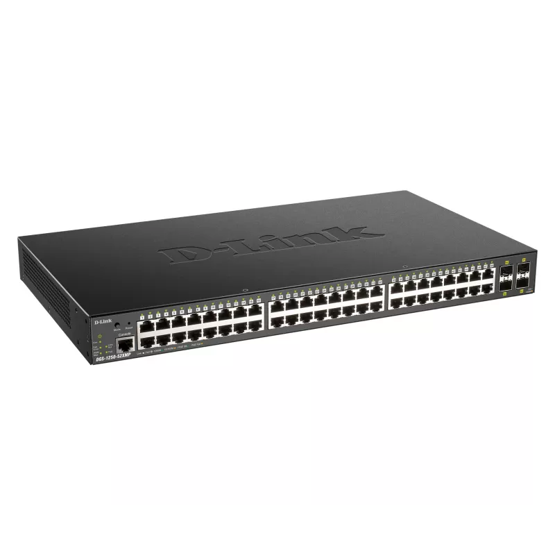 D-Link 48-portový Gigabit Smart Managed switch so 4 x 10G SFP+, 370 Watt