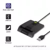 Qoltec 50634 SCR-0634 inteligentná čítačka čipových ID kariet, USB 2.0 + adaptér USB-C, čierna