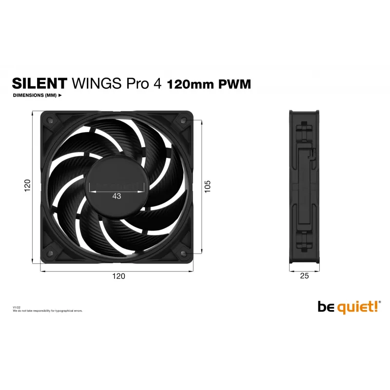 be quiet! SILENT WINGS PRO 4 | 120mm PWM skriňový ventilátor 12 cm čierny 1 kus