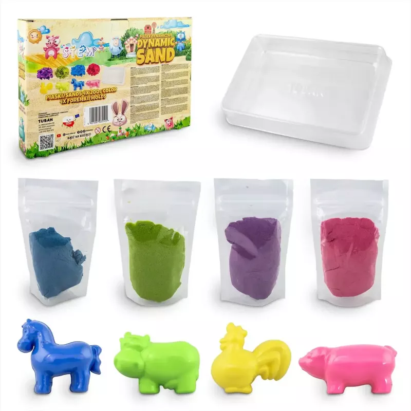 Kinetický piesok pre deti Tuban DYNAMIC SAND SET – FARM viacfarebný