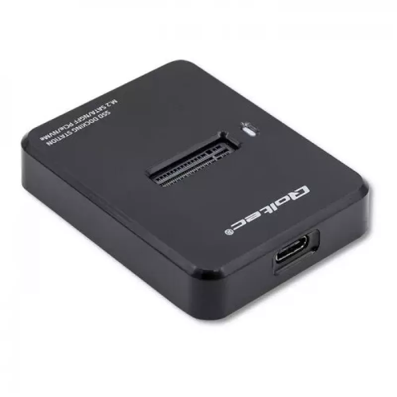 SSD puzdro QOLTEC 50313 čierne — M.2 (22×80 / 22×110) PCIe & SATA, USB Type-C (USB 2.0 / 3.2 Gen2)