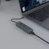 USB-C hub SAVIO AK-57 s 3× USB-A, RJ-45 Gigabit Ethernet (5000 Mbit/s), hliník sivý