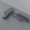 USB-C hub SAVIO AK-57 s 3× USB-A, RJ-45 Gigabit Ethernet (5000 Mbit/s), hliník sivý