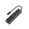USB-C hub SAVIO AK-57 s 3× USB-A, RJ-45 Gigabit Ethernet (5000 Mbit/s), hliník sivý