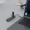 USB-C hub SAVIO AK-57 s 3× USB-A, RJ-45 Gigabit Ethernet (5000 Mbit/s), hliník sivý