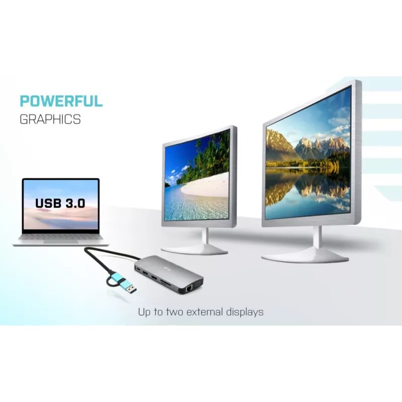 i-tec USB 3.0 USB-C/Thunderbolt 3x Display Metal Nano Dock s LAN + Power Delivery 100 W