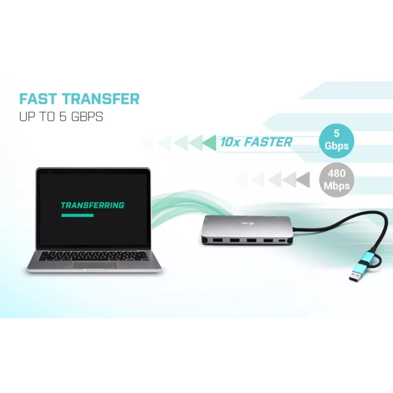 i-tec USB 3.0 USB-C/Thunderbolt 3x Display Metal Nano Dock s LAN + Power Delivery 100 W