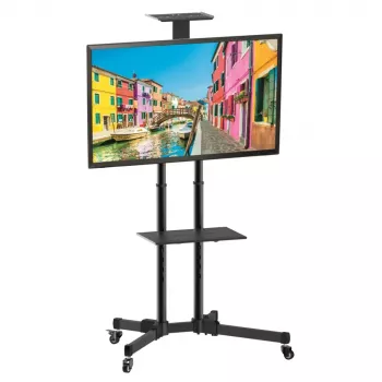 Podlahový stojan TECHLY ICA-TR16T pre 37-palcové až 70-palcové displeje, VESA 200x200–600x400, do 50 kg, výškovo nastaviteľný, kolieska, náklon ±10° (čierny)