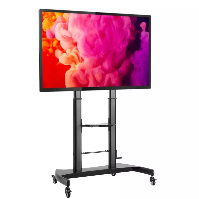 Techly oceľový trolley podlahový stojan s výškovo nastaviteľnou podperou pre TV od 60'' do 100''