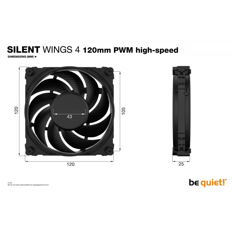 be quiet SILENT WINGS 4 | 120mm PWM high-speed skriňový ventilátor 12 cm čierny 1 kus