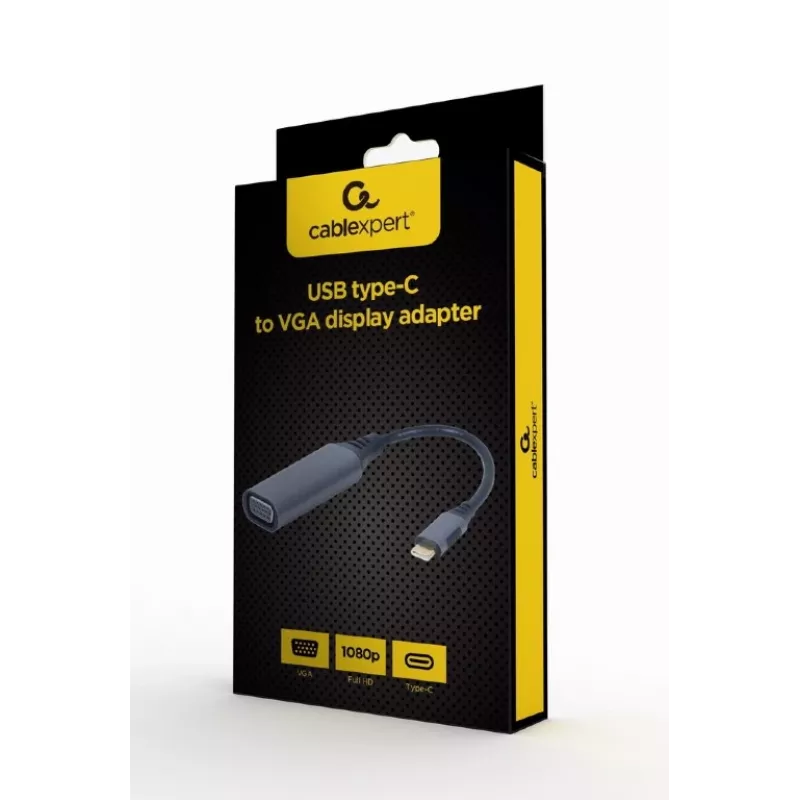 GEMBIRD USB Type-C na VGA zobrazovací adaptér, 15 cm, Space Gray