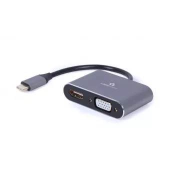 GEMBIRD Alt-DP USB Type-C na HDMI + VGA zobrazovací adaptér – Space Gray