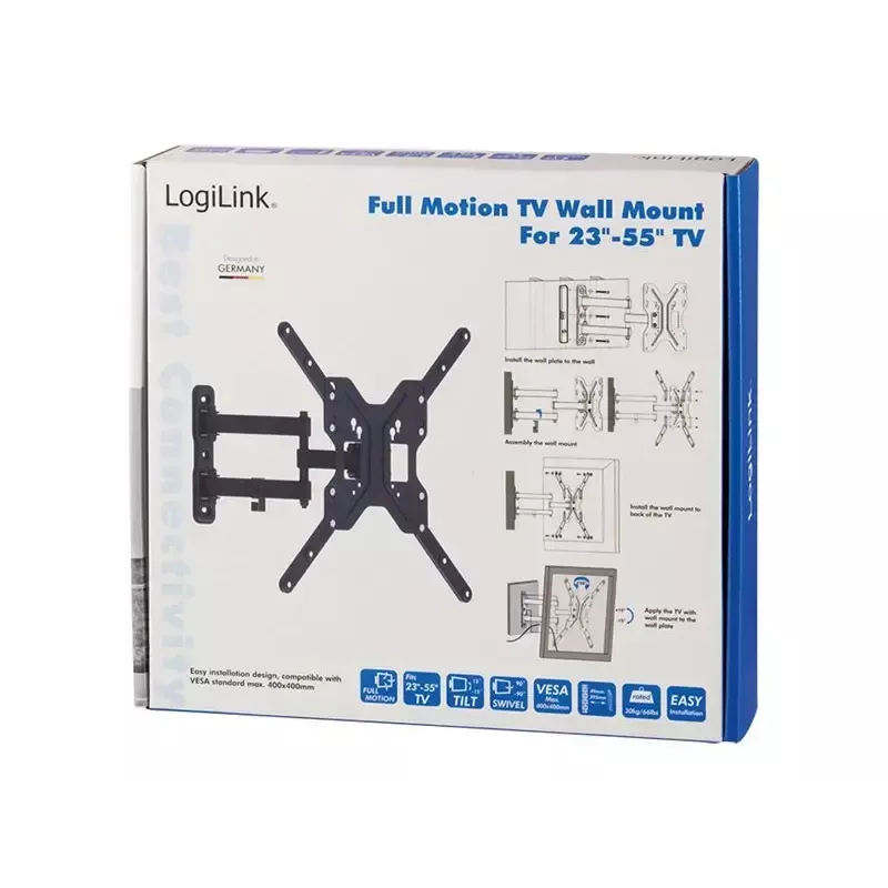 LogiLink BP0016 nástenný držiak TV, 23-55 palcov, sklopný/otočný, max. 30 kg