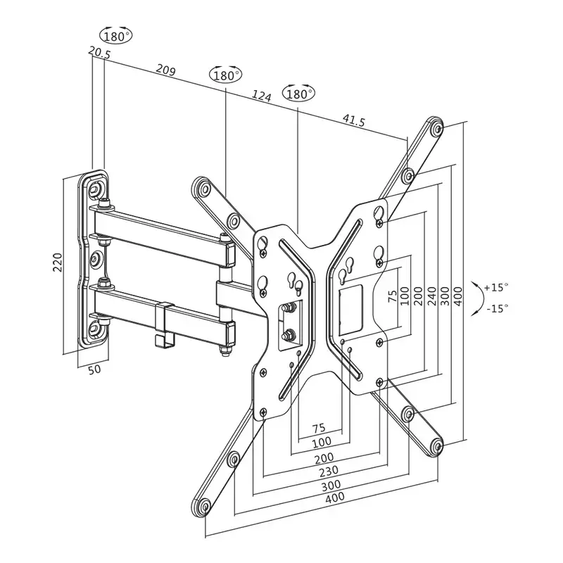 LogiLink BP0016 nástenný držiak TV, 23-55 palcov, sklopný/otočný, max. 30 kg