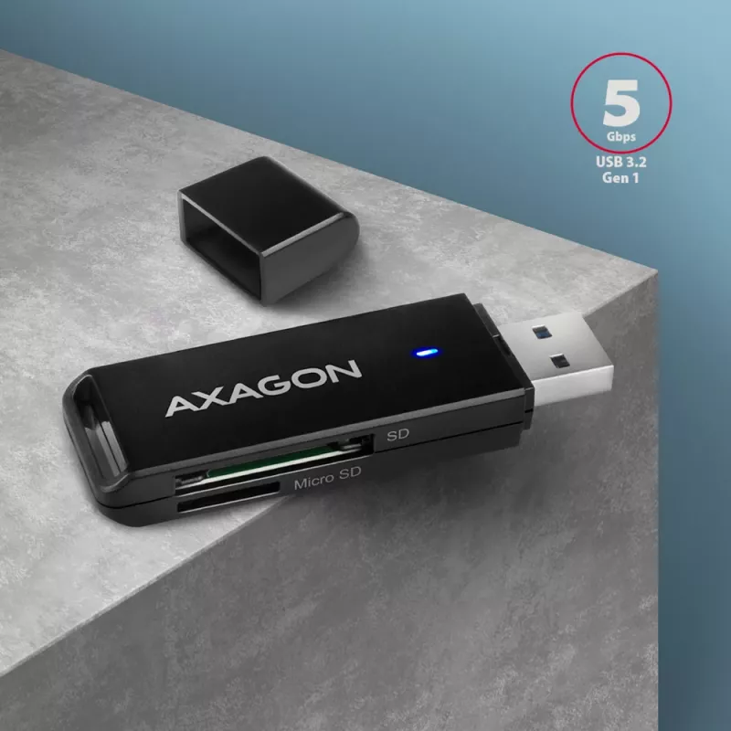 Čítačka kariet Axagon CRE-S2N USB 3.2 Gen 1 Type-A čierna