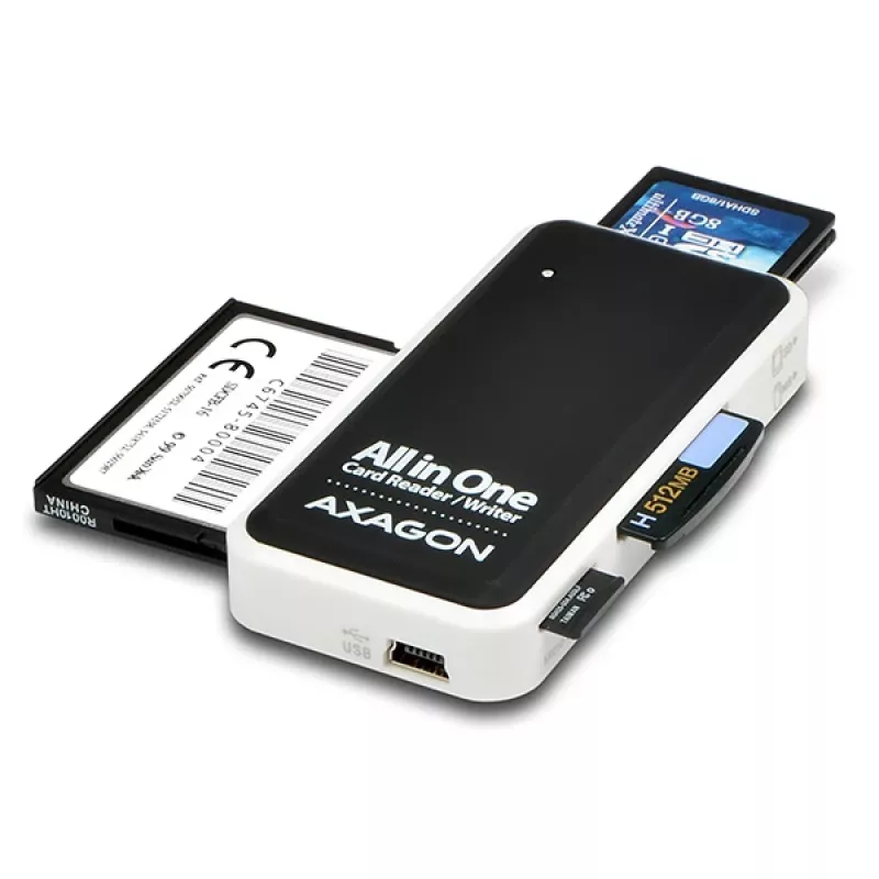 Axagon CRE-X1 externá 5-slotová čítačka kariet, CF, CF Type II, MMC, MMC Mobile, MMCmicro, MS Duo, MS PRO, Memory Stick (MS), MicroDrive, MicroSD...,