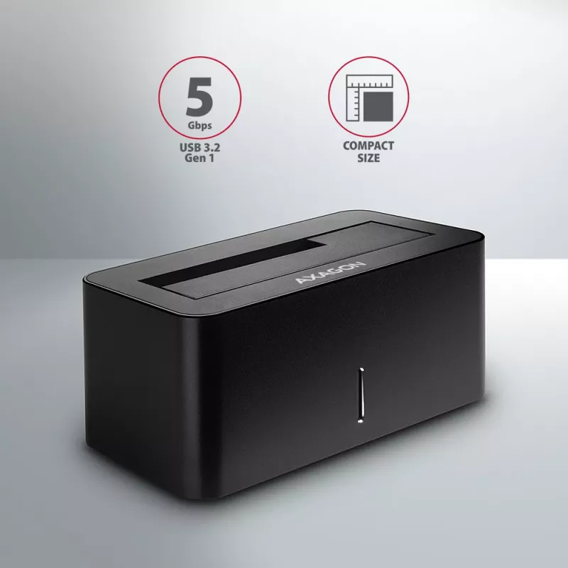 AXAGON ADSA-SN - HDD - Hybrid - SSD - SATA - Serial ATA II - Serial ATA III - 2.5,3.5 palcov - USB 3.2 Gen 1 (3.1 Gen 1) Type-A - 5 Gbit/s - čierna