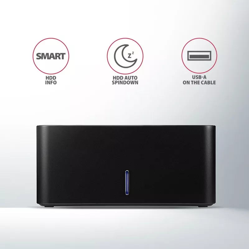 AXAGON ADSA-SN - HDD - Hybrid - SSD - SATA - Serial ATA II - Serial ATA III - 2.5,3.5 palcov - USB 3.2 Gen 1 (3.1 Gen 1) Type-A - 5 Gbit/s - čierna
