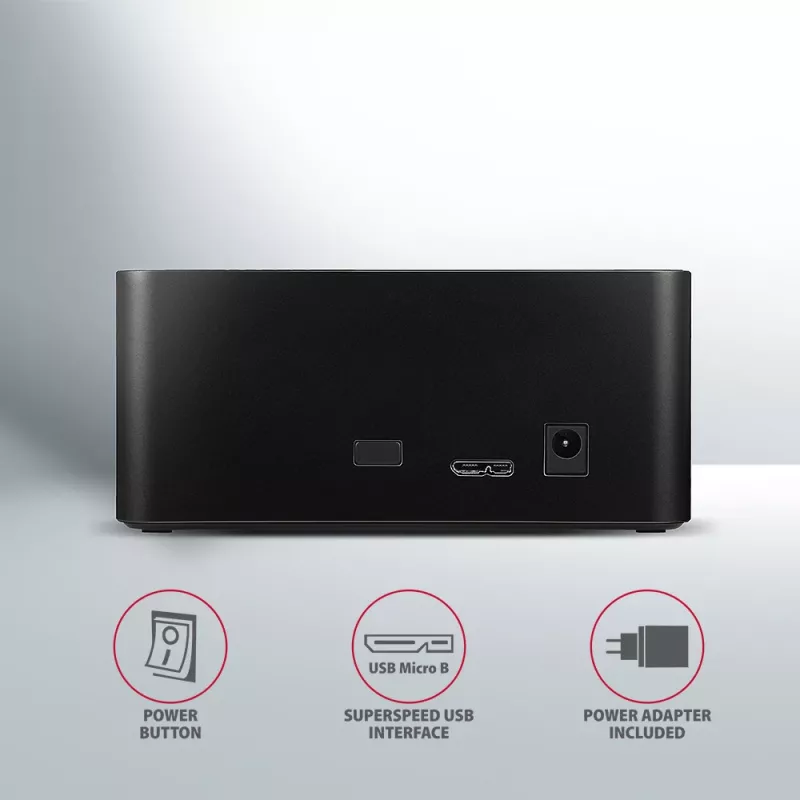 AXAGON ADSA-SN - HDD - Hybrid - SSD - SATA - Serial ATA II - Serial ATA III - 2.5,3.5 palcov - USB 3.2 Gen 1 (3.1 Gen 1) Type-A - 5 Gbit/s - čierna