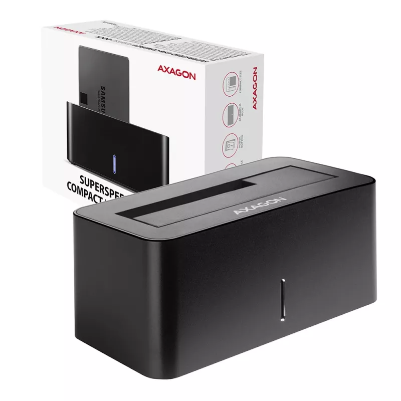 AXAGON ADSA-SN - HDD - Hybrid - SSD - SATA - Serial ATA II - Serial ATA III - 2.5,3.5 palcov - USB 3.2 Gen 1 (3.1 Gen 1) Type-A - 5 Gbit/s - čierna