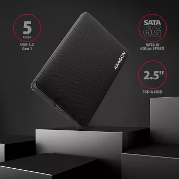 Axagon EE25-SL bezskrutkové USB 3.2 Gen 1 - SATA 6G externé puzdro pre 2,5 palcové SSD/HDD