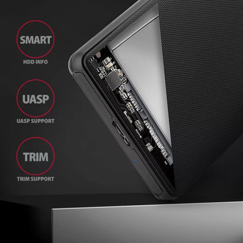 Axagon EE25-SL bezskrutkové USB 3.2 Gen 1 - SATA 6G externé puzdro pre 2,5 palcové SSD/HDD