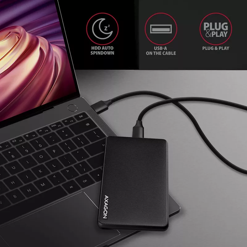 Axagon EE25-SL bezskrutkové USB 3.2 Gen 1 - SATA 6G externé puzdro pre 2,5 palcové SSD/HDD