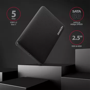 Axagon EE25-SLC bezskrutkové USB-C 3.2 Gen 1 - SATA 6G externé puzdro pre 2,5 palcové SSD/HDD