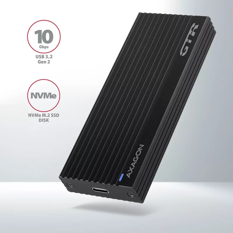 Axagon EEM2-GTR externé USB-C 3.2 Gen 2 kovové puzdro pre M.2 NVMe SSD