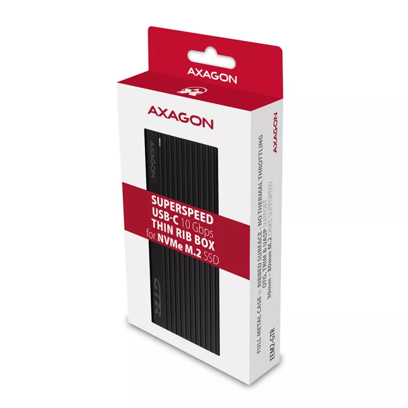 Axagon EEM2-GTR externé USB-C 3.2 Gen 2 kovové puzdro pre M.2 NVMe SSD