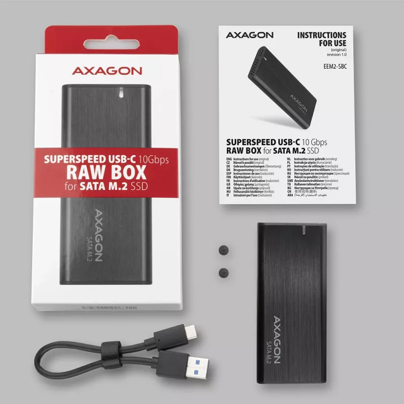 SSD puzdro Axagon EEM2-SBC USB-C 3.2 Gen 2 čierna M.2