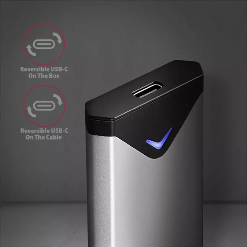 Axagon EEM2-UG2 externé USB-C 10Gbps kovové puzdro pre M.2 NVMe SSD disky. Strieborná