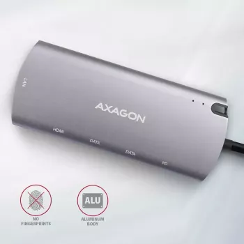 Axagon HMC-6M2 USB 3.2 Gen 1 hub, 2x USB-A, HDMI, RJ-45, SATA M.2, PD 100W, USB-C kábel