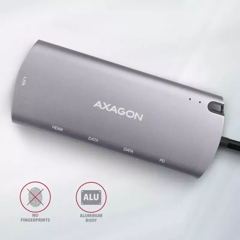 Axagon HMC-6M2 USB 3.2 Gen 1 hub, 2x USB-A, HDMI, RJ-45, SATA M.2, PD 100W, USB-C kábel
