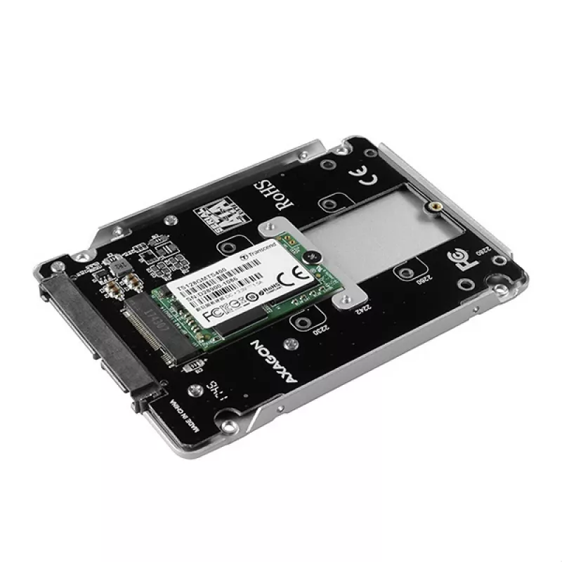 Axagon RSS-M2SD SATA - M.2 SATA SSD, interný 2,5-palcový ALU box, strieborný