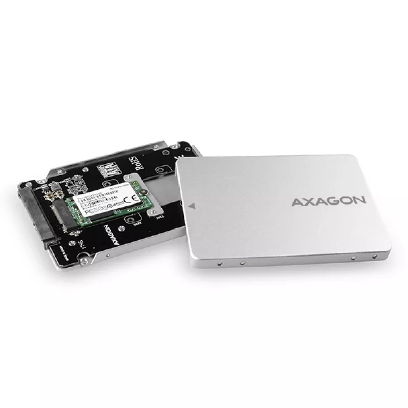 Axagon RSS-M2SD SATA - M.2 SATA SSD, interný 2,5-palcový ALU box, strieborný