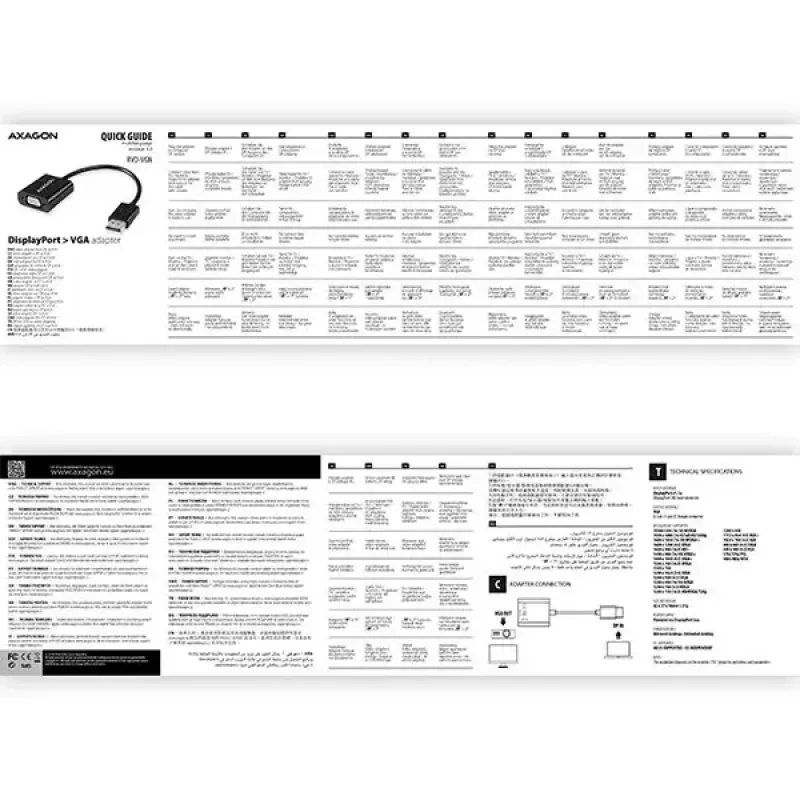 Videokáblový adaptér Axagon RVD-VGN DisplayPort na VGA 0,16 m
