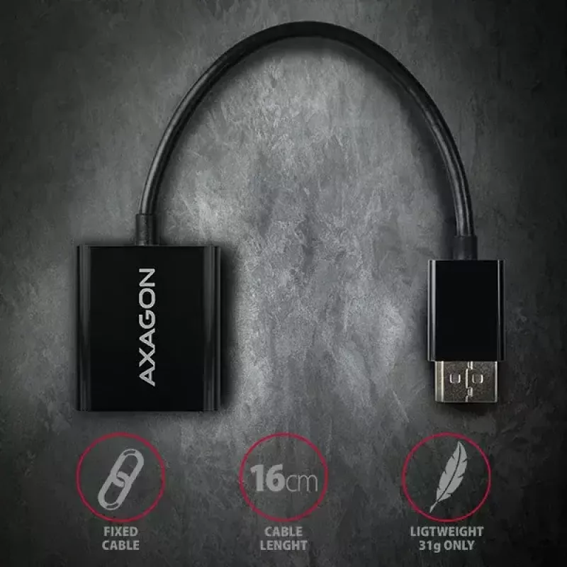 Videokáblový adaptér Axagon RVD-VGN DisplayPort na VGA 0,16 m
