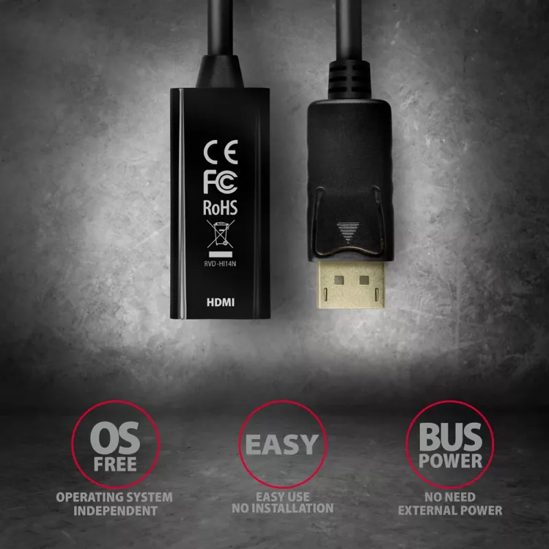 Axagon RVD-HI14N DisplayPort -> HDMI 1.4 adaptér 4K/30Hz